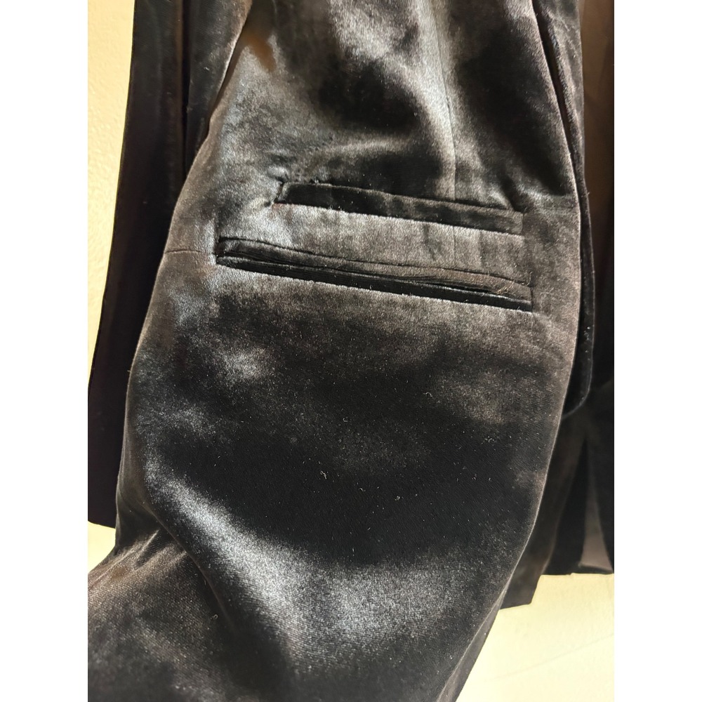 Garnet Hill Womens Black Rayon Silk Velvet Open Front Shawl Casual Blazer Size 6 - Picture 6 of 11